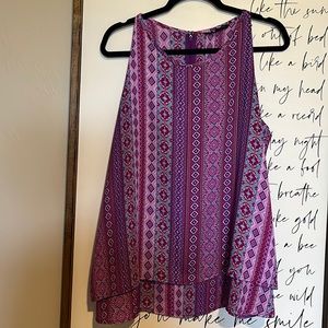 Zac & Rachel Purple Geometric Tank Top XL